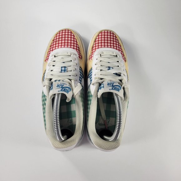 Nike RARE Air Force 1 Low QS Gingham Pack Print Platform Sneakers Size 6… - Picture 6 of 11
